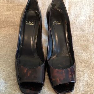 Brown Tortoise Patent Pumps Stuart Weitzman 10